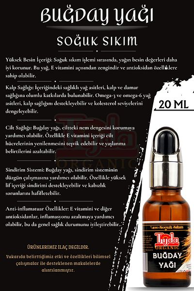 TİJDA زيت القمح 20 مل معصور على البارد 100% (زيت القمح)