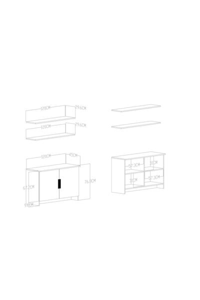 Givayo Mobilya MARCELO LED IŞIKLI KAHVE KÖŞESİ ÇOK AMAÇLI DOLAP