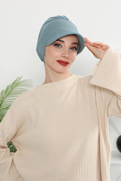 Aisha's Design Combed Cotton Hat with Visor, B-73, Dark Mint