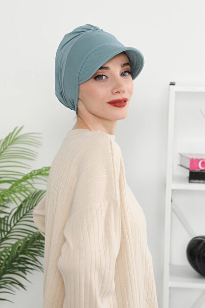 Aisha's Design Combed Cotton Hat with Visor, B-73, Dark Mint