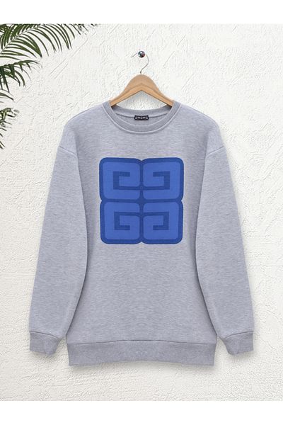 Modamorfo Sweatshirt mit Rundhalsausschnitt und Buchstabendruck – Grau