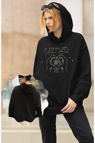 Fuddy Moda Unisex New Era TTPD άλμπουμ με στάμπα μεγάλου μεγέθους φούτερ με κουκούλα - Taylor Swift Hood Design