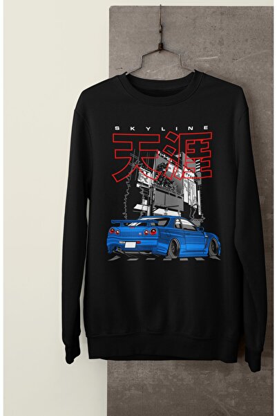 Fuddy Moda Skyline GT-R R34 Štampano unisex Oversize kroj dukserica