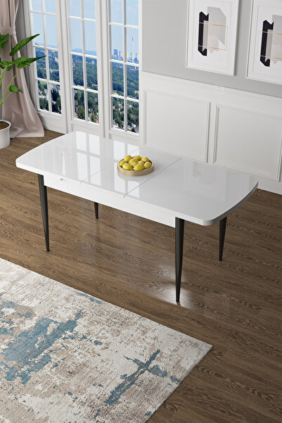 Canisa Zen Serisi 80x132 Mdf Açılabilir Beyaz Üst Tabla Siyak Ayak Masa