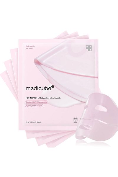 Medicube Salmon DNA PDRN pink collagen jelly gel mask|Overnight face mask for glass glow skin- Pack of 4