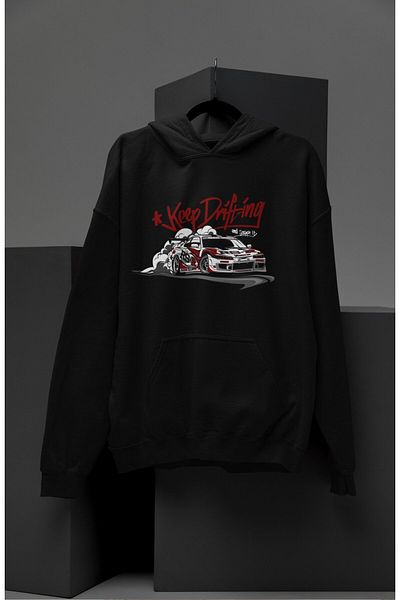 Fuddy Moda Hanorac cu glugă unisex Nissan Silvia S15 - Hanorac supradimensionat cu tematică auto