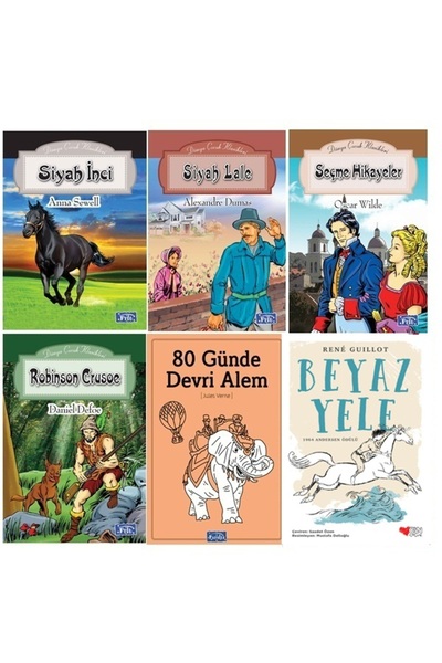 Parıltı Yayınları ROBİNSON CRUSOE,SİYAH İNCİ,BEYAZ YELE ORTAOKUL 6 KİTAP SET