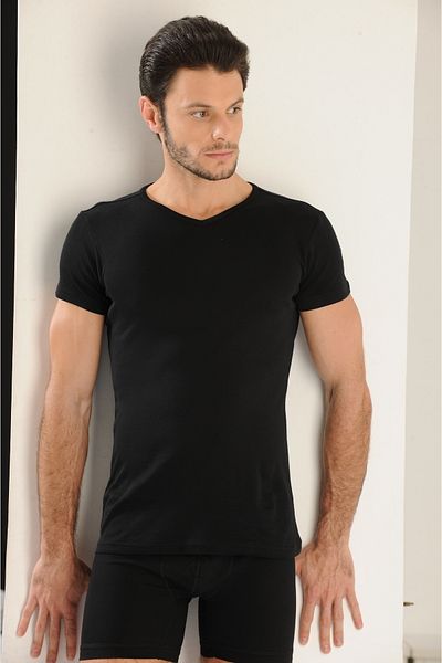 Hmd 5 Men's Rib V-Neck Undershirt Comfortable Fit 100% Cotton