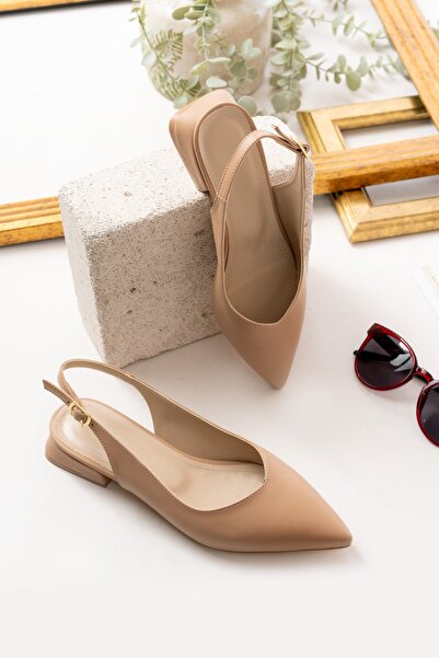 DURUNUN BUTİĞİ Dion Nude (3 cm Heels) Pointed Toe Heeled Ballerinas