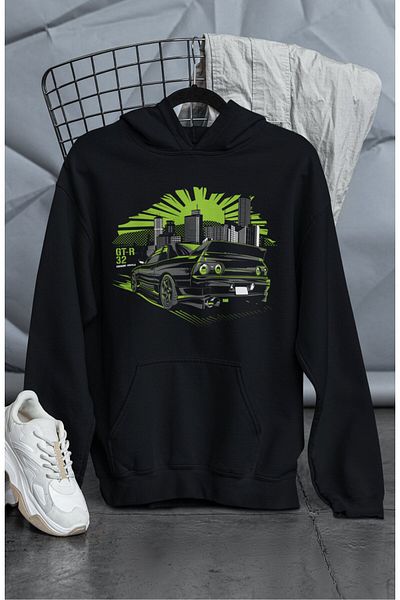 Fuddy Moda Φούτερ GT-R 32 με στάμπα Unisex Oversize με κουκούλα