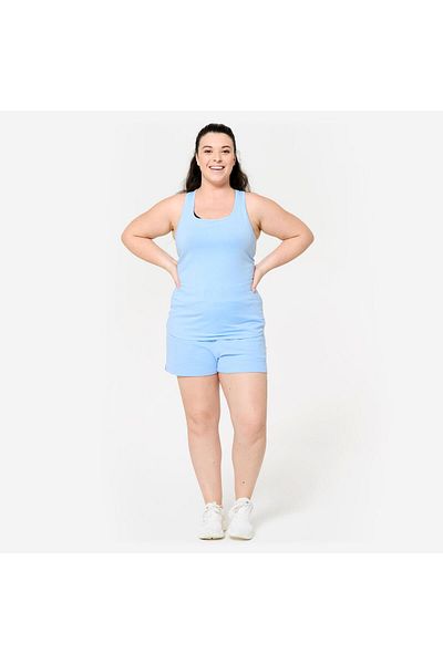 Decathlon Pantaloni scurți de buzunar albastru gheață Domyos pentru femei - Fitness