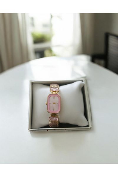 Spectrum Octagonal Sw Stone Trend Women's Elegant Wristwatch Pink Dial Special Gift for Lover