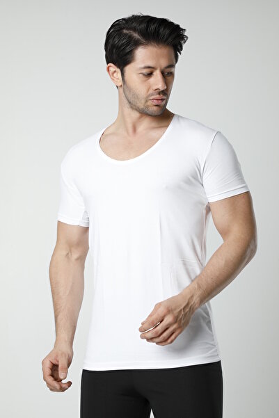 Hmd 3 τμχ Ανδρικό βαμβακερό μπλουζάκι λύκρα με λαιμόκοψη με βαθύ λαιμό 92% βαμβάκι, 8% ελαστάνη