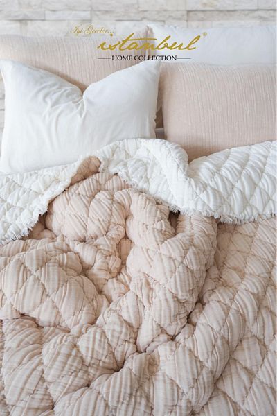 İyi Geceler İstanbul Atlas 100% Cotton Double Muslin Beddeck and Quilt Set