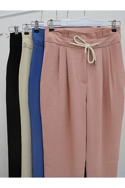 Modamorfo Pocketed Ayrobin Trousers with Waist Tie Detail