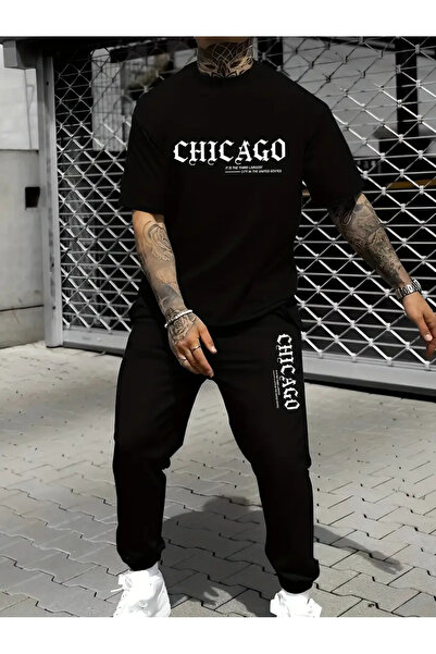 Frisson Men's Sports Set - Printed T-Shirt and Sweatpants Xxs-7Xl