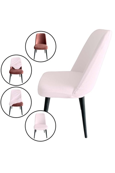 Home 6 Adet Petek Kumaş Gül Tipi Sandalye Kılıfı & Sandalye Örtüsü Seti