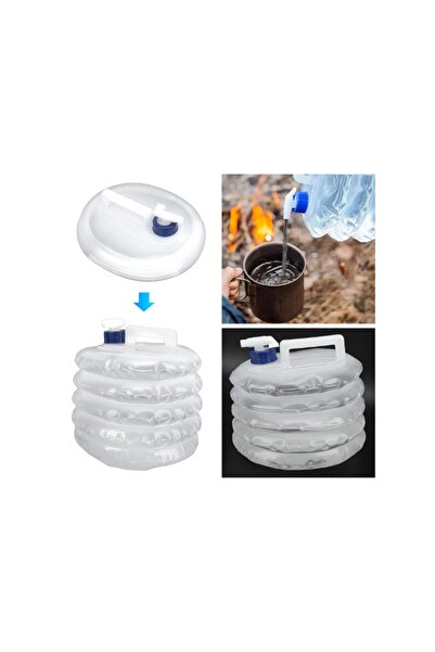 DeftHike Çok Kullanışlı Taşınabilir ve Katlanabilir Kamp-Karavan-Piknik-Yürüyüş İçin 10 L Musluklu Su Bidonu