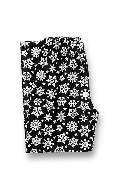 FORMO Pantaloni de pijama de iarnă moale de calitate din piele intoarsa cu model zăpadă neagră