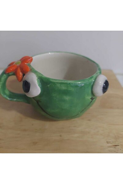 esdekor Green Frog Flower Small Mug Handmade Ceramic Art Tea Coffee for Women...