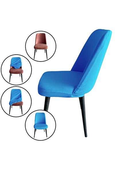 Home 4 Adet Petek Kumaş Gül Tipi Sandalye Kılıfı & Sandalye Örtüsü Seti