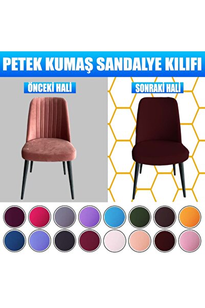 Home 6 Adet Petek Kumaş Gül Tipi Sandalye Kılıfı & Sandalye Örtüsü Seti