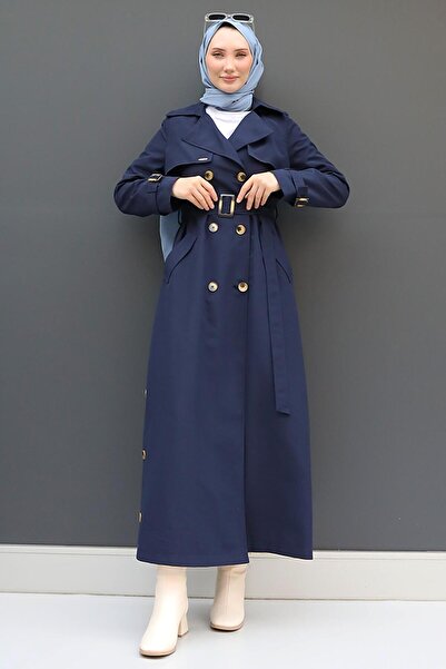 giz astore Liza Düğmeli Trenç Lacivert