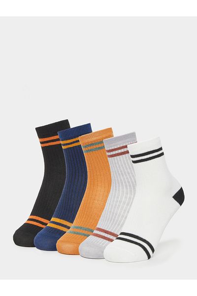 Styli Set of 5 - Striped Cuff Crew Socks
