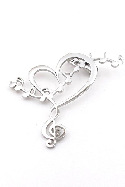 Solfera Sol Anahtarı Kalp Nota Müzik Melodi Paslanmaz Çelik Broş Rozet RZ292
