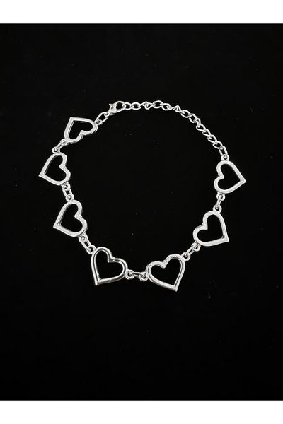 DarkellaStore Y2K Inline Heart Nickel Bracelet