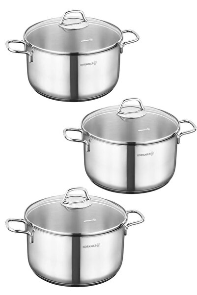 KORKMAZ 3'lü Perla Tencere Seti 18 Cm - 20 Cm - 22 Cm