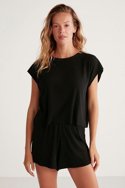 Penyemood Soft Textured Rib Shorts Set -9458