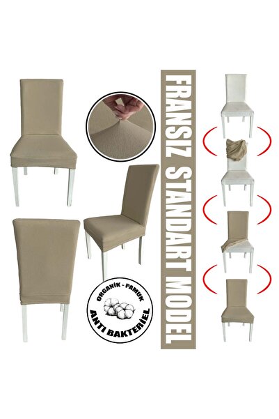 Home 4 Adet Fransız Pamuklu Kumaş Salon Tipi Sandalye Kılıfı & Sandalye Örtüsü Seti