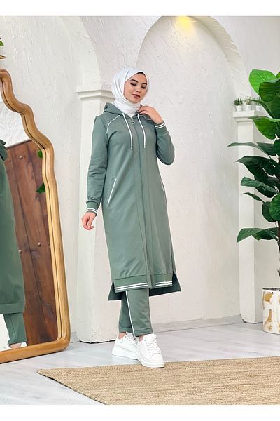 EYLÜL TESETTÜR طقم بدلة رياضية موسمية باللون الأسود للنساء 6149-001