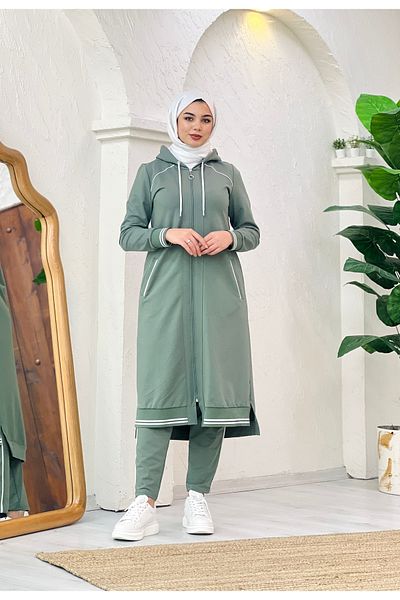 EYLÜL TESETTÜR طقم بدلة رياضية موسمية باللون الأسود للنساء 6149-001