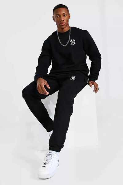 LELVANİ Tracksuit Set - Black Printed Suit Jogger 3 Thread Sweatshirt