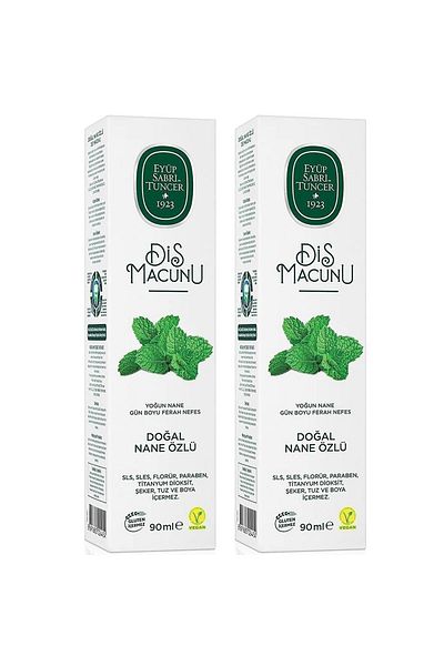 Eyüp Sabri Tuncer Natural Mint Extract Fluoride-Free Toothpaste 90 ml 2 Pcs