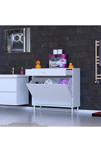 Modilayn EMİR 100x88x32,5 cm 3 Göz Sepetli kirli çamaşır pratik düzenleyici dolap