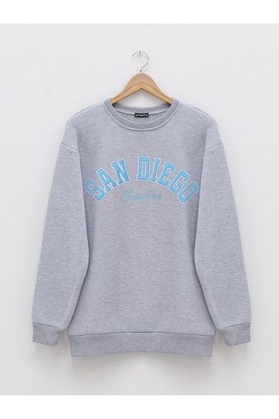 Modamorfo 3-fädiger Sweat mit Textstickerei