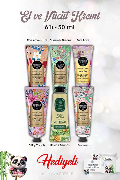 Eyüp Sabri Tuncer Hawaii Pineapple, Silky Touch, Pure Love, Summer Dream, the Adventure, Empress 50 ml Hand Cream 6 Pcs and R