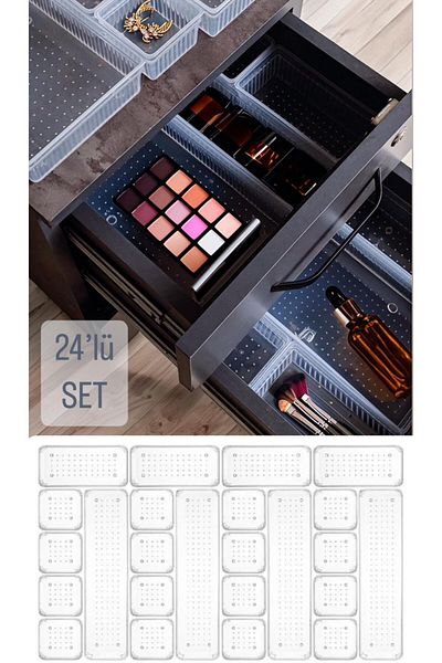 Bayev 24 Pieces Drawer Organizer - Office Organizer Pen Holder Makeup Organizer Box
