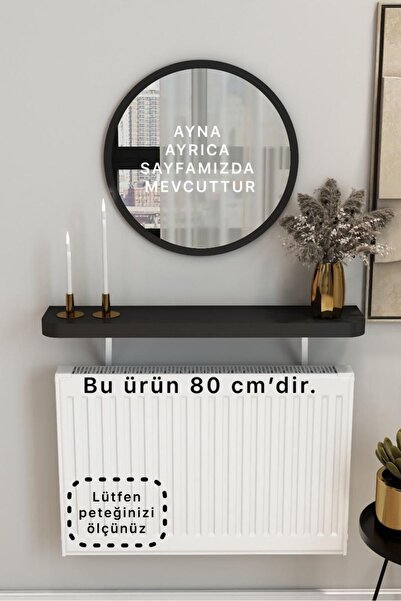 TALAŞTOZUM Siyah Petek Üstü Uçan Raf & Dresuar Duvar Montajsız Kalın Kenar 80 Cm