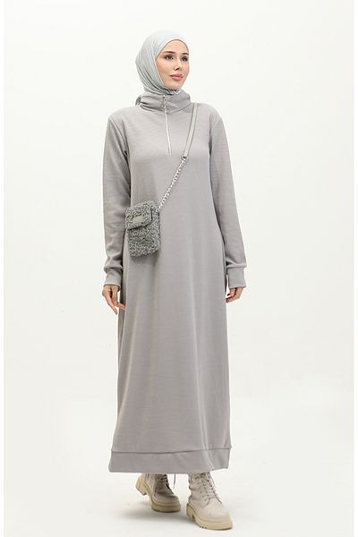 sefamerve Rollkragen-Sportkleid 0282-05 Grau