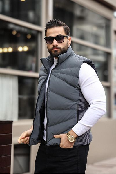 inpool Men's Quilted Puffer Vest - Standard-Fit, 3 Pockets, Use2419