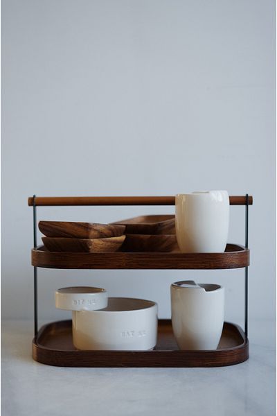 Dekorzdükkan Double Storey Acacia Countertop Stand