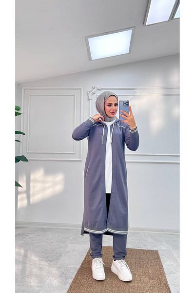 EYLÜL TESETTÜR Set de trening sezonier hijab negru pentru femei 6149-001