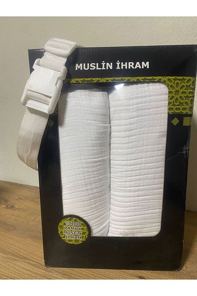 tawlu Natural Muslin Adult Ihram - Belt with Boxed Gift