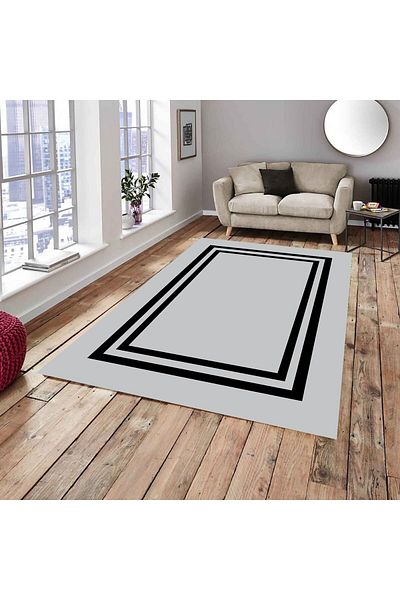 MEKA TEKSTİL Gray Velvet Carpet Cover - Frame Model Elastic
