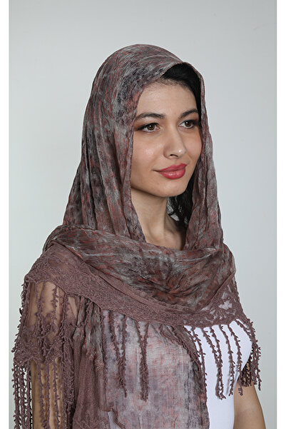 Mystic Mor Renk Pamuklu Ipek Desenli Şal