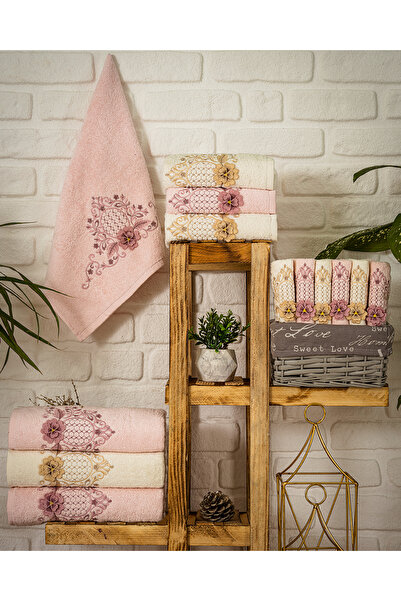 Hazangülü Buldan Üretimi Çeyizlik Ahenk Pamuk 6'lı Mutfak Havlusu I 30x50